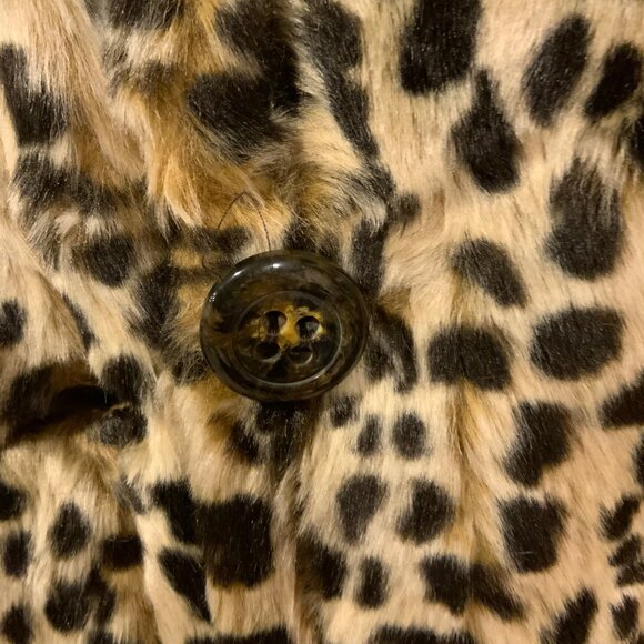 Leopard spotted faux fur Me Jane red silk lined coatwomen’s size large - Picture 8 of 12